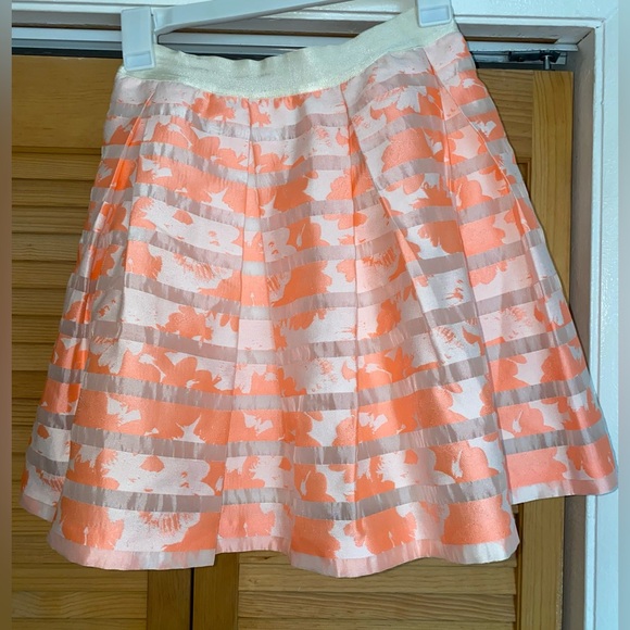 Bebe Sheer Stripe high waist Flare short Skirt, Size Small - Picture 3 of 5